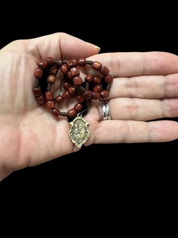 Catholica Shop Saint Anthony Wooden Beads Corded Chaplet Rosary with Antique Gold Medal. Made in Brazil in Kuwait