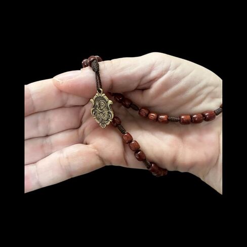 Catholica Shop Saint Anthony Wooden Beads Corded Chaplet Rosary with Antique Gold Medal. Made in Brazil in Kuwait
