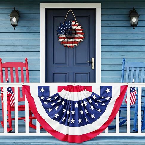 250 Years 4th Of July Welcome Hanging Decorations Door Wreath For Front Door Sign Patriotic Sunflower Wall Signs, Independence Day Patriotic Day Memorial Day Hanging For Home Wall Porch Decor-A04 in Kuwait