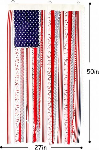 4th of July Decorations 4 x 2.3 FT Vintage Rag American Flag Banner Hanging Fourth of July Banner Patriotic Independence Day Accessories for 250th Anniversary Celebration Indoor Outdoor Decoration in Kuwait