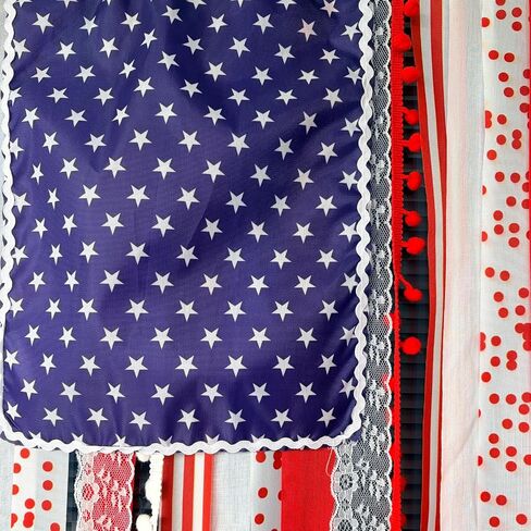4th of July Decorations 4 x 2.3 FT Vintage Rag American Flag Banner Hanging Fourth of July Banner Patriotic Independence Day Accessories for 250th Anniversary Celebration Indoor Outdoor Decoration in Kuwait