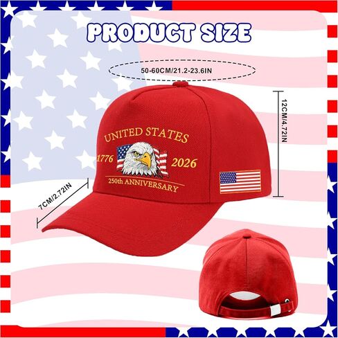 250th Anniversary USA Hat 1776-2026 American Flag Baseball Cap Anniversary American Flag Hats for Women Men in Saudi Arabia