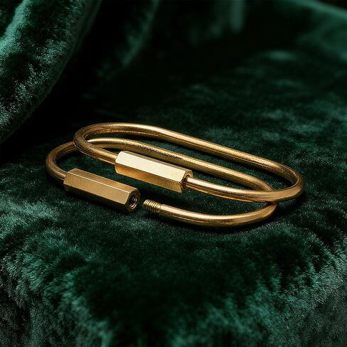 Gold Carabiner Clip, Brass Screw Lock Keychain for Car Keys, Unisex Key Ring Holder Simple Style in Kuwait