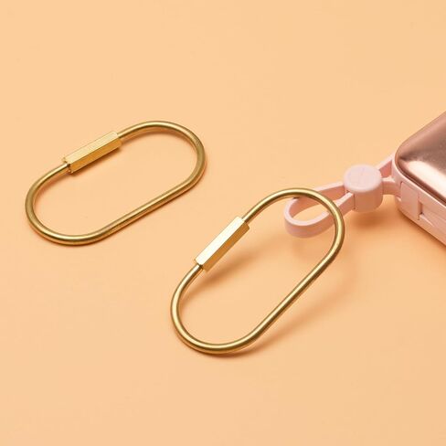 Gold Carabiner Clip, Brass Screw Lock Keychain for Car Keys, Unisex Key Ring Holder Simple Style in Kuwait