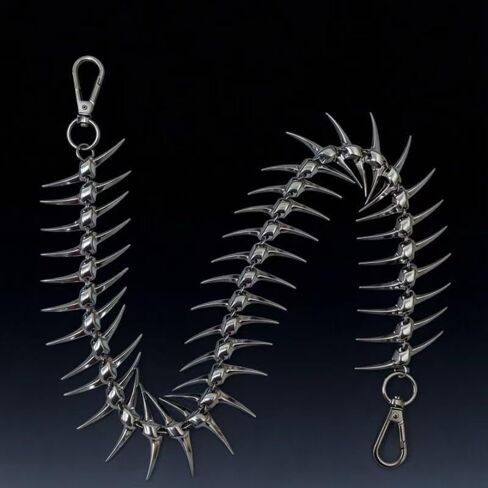 Metal Fishbone Pant Chain Punk Spike Link Pocket Chains for Wallet, Pants, Jeans - Goth Accessories for Men and Women in Saudi Arabia