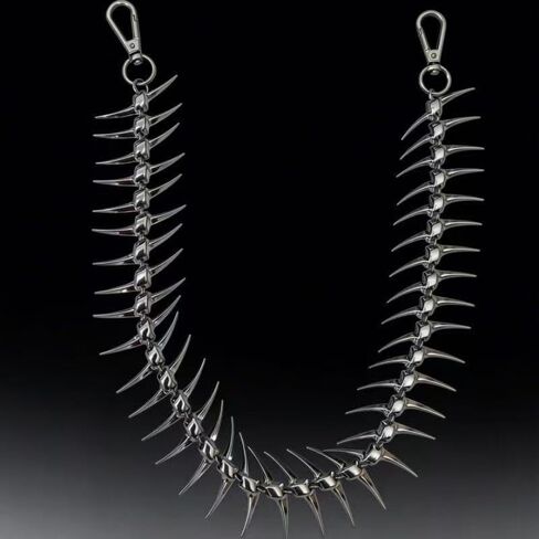 Metal Fishbone Pant Chain Punk Spike Link Pocket Chains for Wallet, Pants, Jeans - Goth Accessories for Men and Women in Saudi Arabia