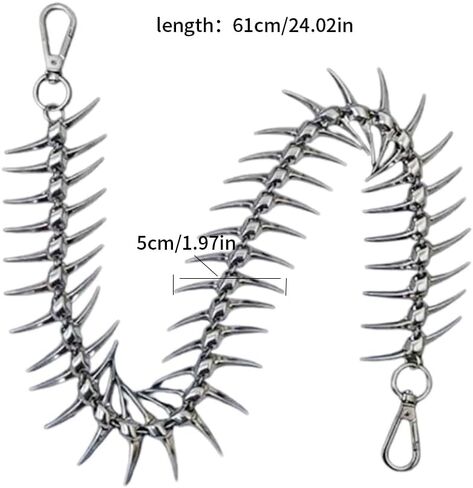 Metal Fishbone Pant Chain Punk Spike Link Pocket Chains for Wallet, Pants, Jeans - Goth Accessories for Men and Women in Saudi Arabia