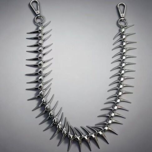 Metal Fishbone Pant Chain Punk Spike Link Pocket Chains for Wallet, Pants, Jeans - Goth Accessories for Men and Women in Saudi Arabia