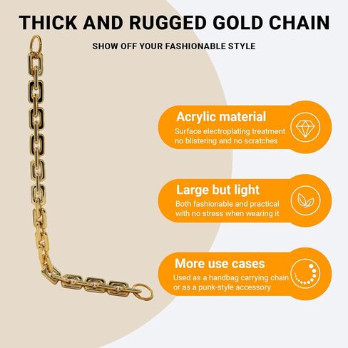 Purse Charm for Handbag，acrylic gold bag chain 21.7''-Bag Charms & Purses Extender Chain for Wallets & Purses and Backpacks ，Ideal Gifts for Women in Saudi Arabia