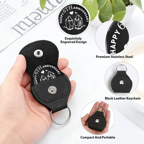 6 Year Anniversary Keepsake Gifts for Him Men 6 Years Down Forever To Go Pocket Hug Keychain for Husband Hubby 6th Anniversary Iron Gifts for Men Pocket Hug Token Iron Wedding Souvenir Coin in Saudi Arabia