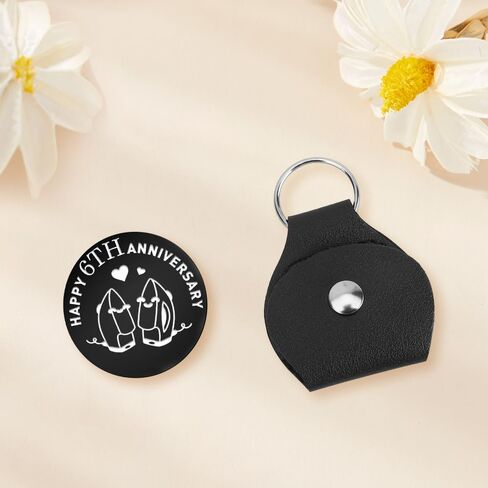 6 Year Anniversary Keepsake Gifts for Him Men 6 Years Down Forever To Go Pocket Hug Keychain for Husband Hubby 6th Anniversary Iron Gifts for Men Pocket Hug Token Iron Wedding Souvenir Coin in Saudi Arabia