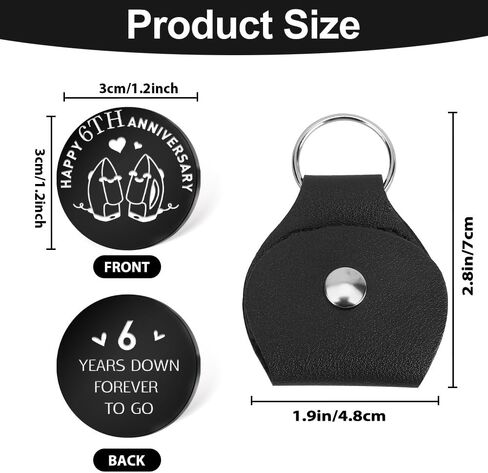 6 Year Anniversary Keepsake Gifts for Him Men 6 Years Down Forever To Go Pocket Hug Keychain for Husband Hubby 6th Anniversary Iron Gifts for Men Pocket Hug Token Iron Wedding Souvenir Coin in Saudi Arabia