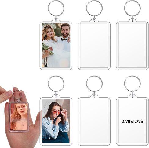 Larrel 6 Pcs Acrylic Picture Keychain Blanks, Personalized Keychain Picture Holder for DIY Craft, Fits 2.75x1.75 Inch Photos, Rectangle Custom Photo Gifts for Loved Ones in Saudi Arabia