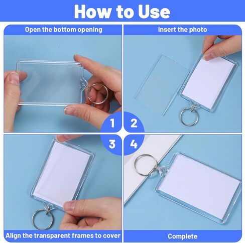 Larrel 6 Pcs Acrylic Picture Keychain Blanks, Personalized Keychain Picture Holder for DIY Craft, Fits 2.75x1.75 Inch Photos, Rectangle Custom Photo Gifts for Loved Ones in Saudi Arabia