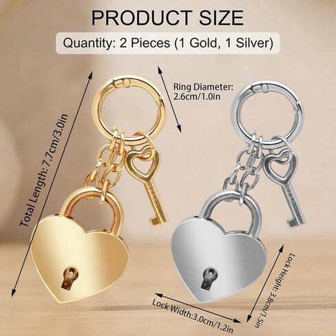 2PCS Bag Charms for Handbags, Heart Keychain, Purse Charms, Decorative Accessories for Purses, Elegant Handbag Charms, Suitable for Daily Use, Special Occasions (Silver Light Gold) in Saudi Arabia