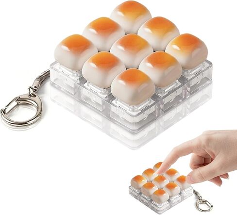 Fidget Keyboard Keychain, New Cute Caramel Bread Desktop Mini Portable Mechanical Unlocking Unzip Key Keycap Clicker for Anxiety Stress Relief in Saudi Arabia