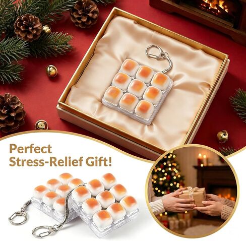 Fidget Keyboard Keychain, New Cute Caramel Bread Desktop Mini Portable Mechanical Unlocking Unzip Key Keycap Clicker for Anxiety Stress Relief in Saudi Arabia
