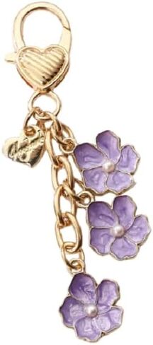 Flowers Charms Rose Tulip Enameled Keychain Purple Flower Daisy Keyring for Women Purse Bag Decors in Saudi Arabia