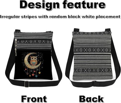 Owl Moon Print Women Crossbody Bag Starry Sky with Owl Heart Adjustable Strap Messenger Bag Daily Use Zipper Purse Travel Wallet Birthday Christmas Gift for Friend Adults in Saudi Arabia