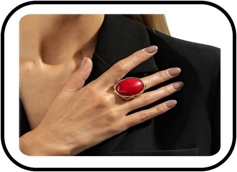 Chunky Oval Gemstone Ring for Women Vintage Resin Acrylic Ring Statement Big Geometry Finger Joint Ring Simple Classics Party Holiday Jewelry Accessories in Saudi Arabia