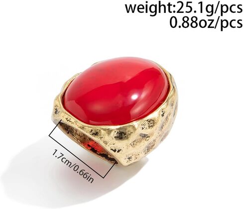Chunky Oval Gemstone Ring for Women Vintage Resin Acrylic Ring Statement Big Geometry Finger Joint Ring Simple Classics Party Holiday Jewelry Accessories in Saudi Arabia