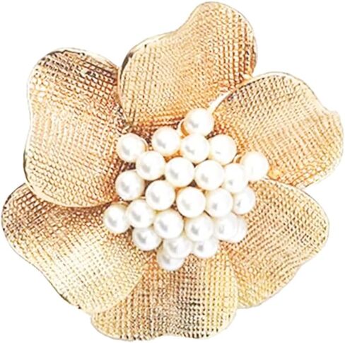 Vintage CZ Flower Pearl Large Ring for Women Elegant Gold-Toned Adjustable Open Stacking Cluster Pearls Finger Band Rings Wedding Party Fashion Jewelry in Saudi Arabia