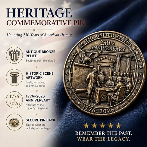 5 قطع من دبابيس AFRITEE USA 250th Ann، 1776-2026 شارة طية صدر السترة الوطنية للقبعة | مجموعة دبابيس المينا الاكريليك، 1776-2026 تصميم الولايات المتحدة الأمريكية، مخلب فراشة، للسترات والقبعات، 4 يوليو in Kuwait