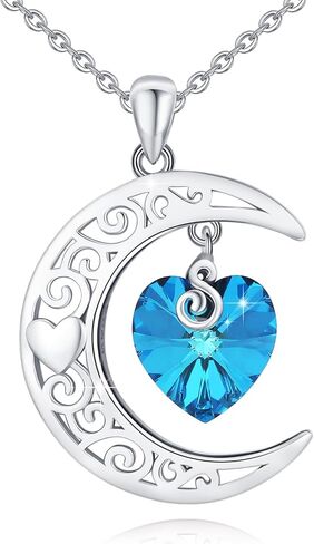 TRISHULA قلادة الهلال القمر 925 الفضة الاسترليني عين حورس الحيوان القمر قلادة مع القلب كريستال عيد ميلاد المجوهرات هدية للنساء هدايا عيد الميلاد لها in Saudi Arabia