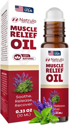 Muscle Relief Oil Roll-On – Cooling Essential Oil Roll On for Tired Joints, Muscles, Neck, Back, Shoulders & Feet – Peppermint, Lavender & Marjoram Massage Oil – Post Workout Muscle Rub – Made in USA in Kuwait