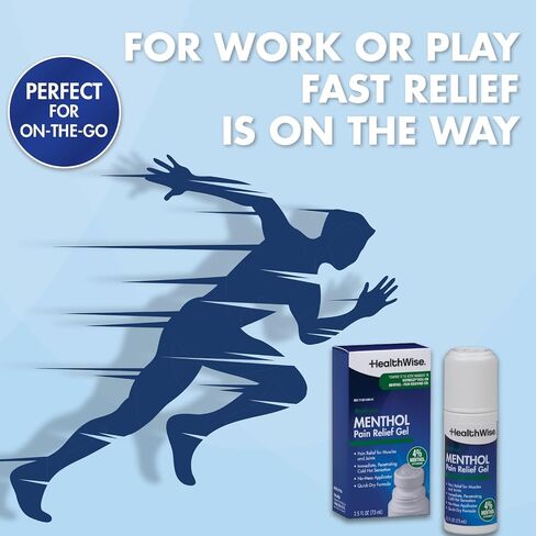 HealthWise 4% Menthol Roll-On | Cold Hot Sensation | Pain Relief Gel | 2.5 oz. 73 mL | Non-Greasy Formula | Topical Analgesic in Kuwait