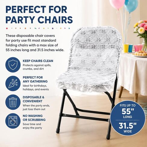 20 Pcs Disposable Chair Covers for Party: Maximum Size 55"X31.5" Biodegradable Disposable Chair Covers for Folding Chairs Reusable As Pillow Covers Or Dust Covers for Home Appliances (20) in Saudi Arabia