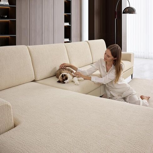 Sectional Couch Covers Stretch Cushion Covers Washable Wear-Resistant Universal Sofa Slipcovers Furniture Protector Separate Seat Chaise Couch Cover (Natural, 2 PC Armrest Covers) in Saudi Arabia