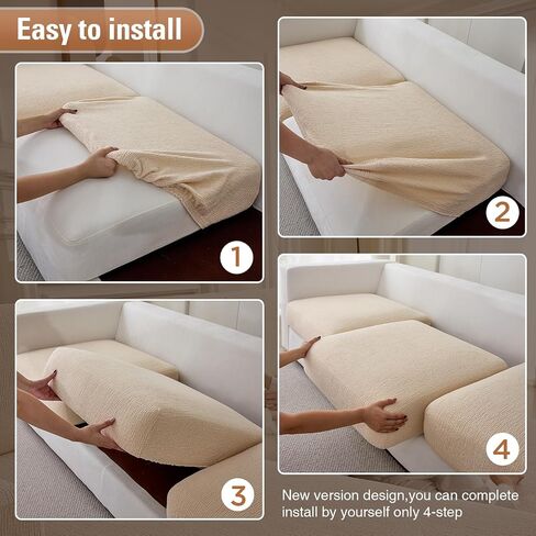 Sectional Couch Covers Stretch Cushion Covers Washable Wear-Resistant Universal Sofa Slipcovers Furniture Protector Separate Seat Chaise Couch Cover (Natural, 2 PC Armrest Covers) in Saudi Arabia