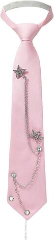 WDIRARA Ties for Women Men Rhinestone Star Metal Chain Necktie Goth Punk Adjustable Black Tie Uniform School Shirt Accessory in Kuwait