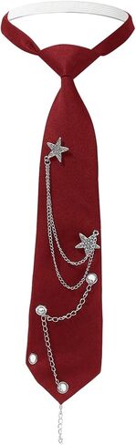 WDIRARA Ties for Women Men Rhinestone Star Metal Chain Necktie Goth Punk Adjustable Black Tie Uniform School Shirt Accessory in Kuwait