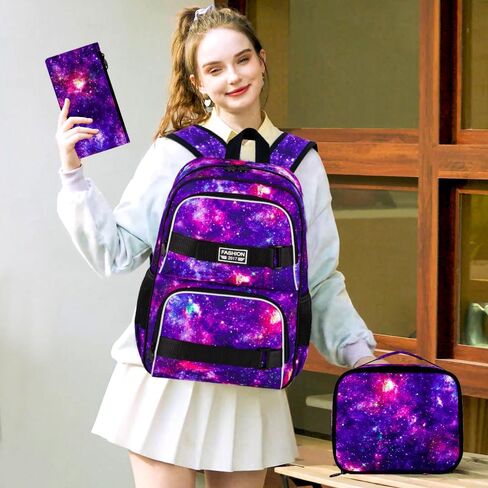 UFNDC Backpack for Girls, 17.5" Water Resistant Cat Galaxy Tie-Dye School Backpacks, Teens Bookbag for Women College Middle in Kuwait