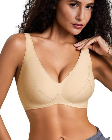 GILLYA Jelly Bras for Women Push Up Wireless Seamless Bra Deep V Line No Underwire T-Shirt Bralettes with Support and Lift in Saudi Arabia