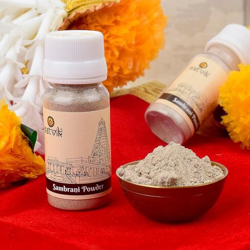 SATVIK Pure Sambrani Powder for Pooja – 30g | Premium Quality Incense Powder for Religious Rituals, Aromatherapy, and Purifying Atmosphere | Natural & Chemical-Free in Kuwait