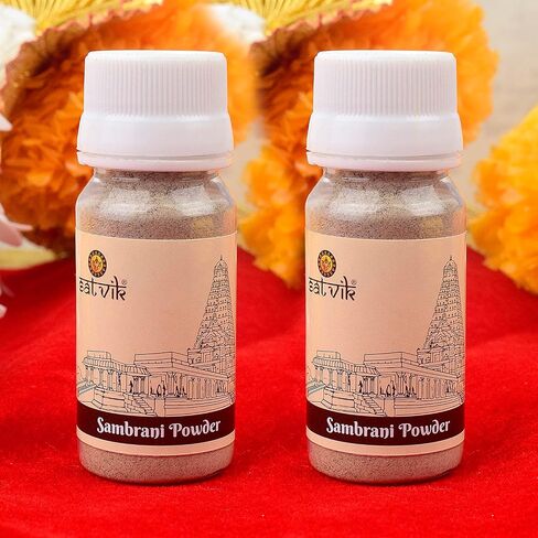 SATVIK Pure Sambrani Powder for Pooja – 30g | Premium Quality Incense Powder for Religious Rituals, Aromatherapy, and Purifying Atmosphere | Natural & Chemical-Free in Kuwait