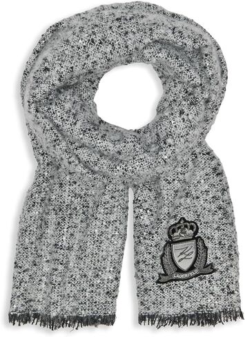 KARL LAGERFELD Women's Sequin Tweed Blanket Scarf With Varsity Patch in Kuwait