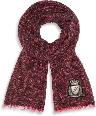 KARL LAGERFELD Women's Sequin Tweed Blanket Scarf With Varsity Patch in Kuwait