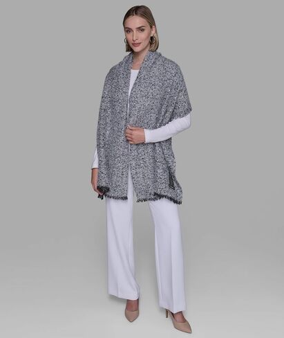 KARL LAGERFELD Women's Sequin Tweed Blanket Scarf With Varsity Patch in Kuwait