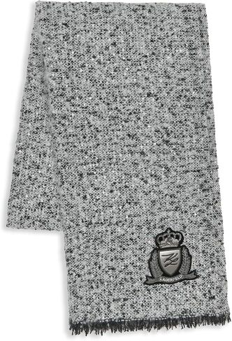 KARL LAGERFELD Women's Sequin Tweed Blanket Scarf With Varsity Patch in Kuwait