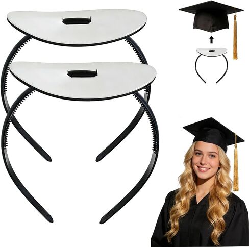 2 Pack Graduation Cap Headband Insert, Firm Anti-Fall Hair Band Holder with Hook and Loop Sticker, Secure Grad Hat & Hairstyle for Graduates Students Women (Cap Not Included) in Saudi Arabia