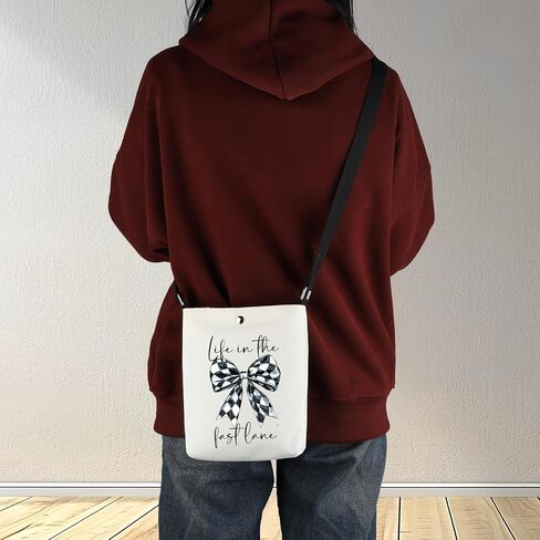 G2TUP Race Day Crossbody Bag Racing Gifts Checkered Flag Bow Gift Life In The Fast Lane Race Lover Shoulder Bag in Kuwait