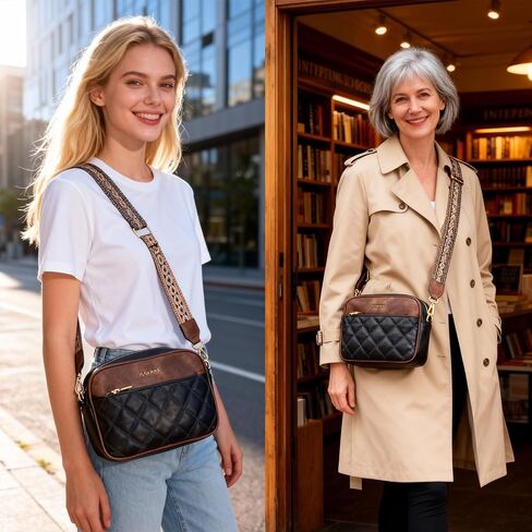 ICOLRAE Small Crossbody Bags for Women Quilted Vegan Leather Crossbody Purses with Adjustable Wide Strap in Kuwait