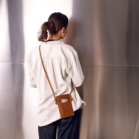 Leather Crossbody Phone Bag for Women - Small Phone Purse, Genuine Leather Phone Holder, Slim Crossbody Wallet Bag, Caramel Brown in Saudi Arabia