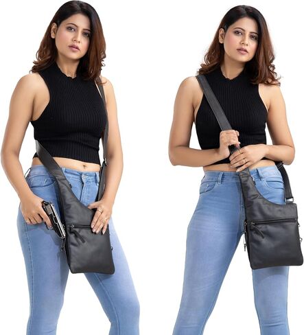 Unisex Concealed Carry Ultra Sleek Remi Crossbody with Locking Zipper and Universal Holster in Saudi Arabia