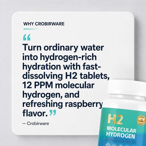 Molecular Hydrogen Water Tablets, 12 PPM H2 Supplement with Magnesium, Raspberry Flavor, Fast-Dissolving H2 Tablets for Water, Hydration, Energy & Recovery Support, 120 Tablets in Saudi Arabia