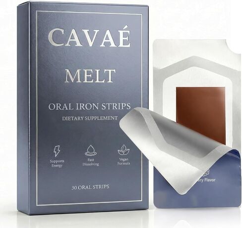 Cavae Iron Melts - Oral Dissolving Film, Cavae Strips for Women,19 mg Iron with Folate, Fast-Dissolve in Saudi Arabia